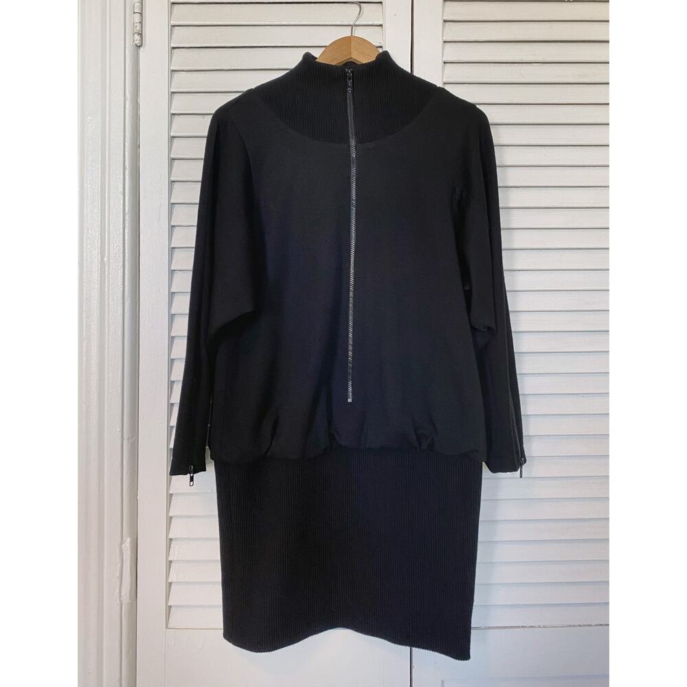 Le Crillon Black Wool Half-zip Sweater Dress, size 6